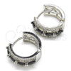 Rhodium Plated Huggie Hoop, with Black and White Cubic Zirconia, Polished, Rhodium Finish, 02.210.0086.14.15