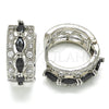 Rhodium Plated Huggie Hoop, with Black and White Cubic Zirconia, Polished, Rhodium Finish, 02.210.0086.14.15
