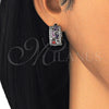 Rhodium Gold Filled Huggie Hoop, Teardrop Design, with Multicolor Cubic Zirconia, Polished, Rhodium Finish, 02.210.0090.13.15