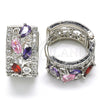 Rhodium Gold Filled Huggie Hoop, Teardrop Design, with Multicolor Cubic Zirconia, Polished, Rhodium Finish, 02.210.0090.13.15