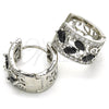 Rhodium Gold Filled Huggie Hoop, Teardrop Design, with Black and White Cubic Zirconia, Polished, Rhodium Finish, 02.210.0090.14.15