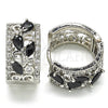 Rhodium Gold Filled Huggie Hoop, Teardrop Design, with Black and White Cubic Zirconia, Polished, Rhodium Finish, 02.210.0090.14.15