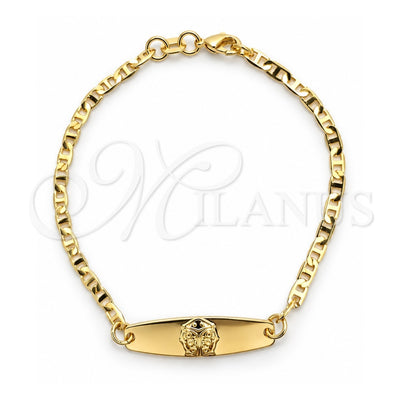 Oro Laminado ID Bracelet, Gold Filled Style Ladybug and Mariner Design, Polished, Golden Finish, 03.32.0159.06