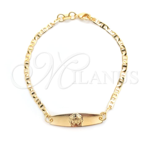 Oro Laminado ID Bracelet, Gold Filled Style Ladybug and Mariner Design, Polished, Golden Finish, 03.32.0159.06