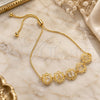 Oro Laminado Adjustable Bolo Bracelet, Gold Filled Style Initials and Snake Design, Polished, Golden Finish, 03.32.0164 (01 MM Thickness, 7 Inches Length)