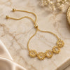 Oro Laminado Adjustable Bolo Bracelet, Gold Filled Style Initials and Snake Design, Polished, Golden Finish, 03.32.0165 (01 MM Thickness, 7 Inches Length)