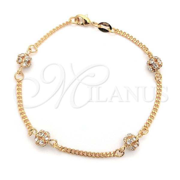 Gold Filled Bracelet — Fancy Bracelet Ball and Miami Cuban Design with — main product view — SKU 126382 | Oro Laminado brazalete — elegante Bracelet Ball and Miami Cuban diseño with — SKU 126382