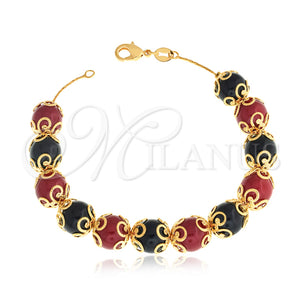 Gold Filled Bracelet — Fancy Bracelet Ball and Snake Design with Black — main product view — SKU 126385 | Oro Laminado brazalete — elegante Bracelet Ball and Snake diseño with negro — SKU 126385