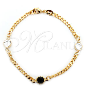 Gold Filled Bracelet — Fancy Bracelet Miami Cuban Design with Black Azavache — main product view — SKU 126386 | Oro Laminado brazalete — elegante Bracelet Miami Cuban diseño with negro Azavache — SKU 126386