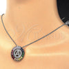Rhodium Plated Pendant Necklace, Initials Design, with Multicolor Cubic Zirconia, Polished, Rhodium Finish, 04.210.0006.3.20