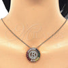 Oro Laminado Pendant Necklace, Gold Filled Style Initials Design, with Multicolor Cubic Zirconia, Polished, Golden Finish, 04.210.0007.1.20 (02 MM Thickness, 20 Inches Length)