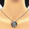 Rhodium Plated Pendant Necklace, Initials Design, with Multicolor Cubic Zirconia, Polished, Rhodium Finish, 04.210.0007.3.20