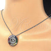 Rhodium Plated Pendant Necklace, Initials Design, with Multicolor Cubic Zirconia, Polished, Rhodium Finish, 04.210.0007.3.20