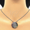 Rhodium Gold Filled Pendant Necklace, Initials Design, with Multicolor Cubic Zirconia, Polished, Rhodium Finish, 04.210.0007.3.20 (02 MM Thickness, 20 Inches Length)