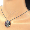 Rhodium Gold Filled Pendant Necklace, Initials Design, with Multicolor Cubic Zirconia, Polished, Rhodium Finish, 04.210.0007.3.20 (02 MM Thickness, 20 Inches Length)
