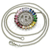 Rhodium Gold Filled Pendant Necklace, Initials Design, with Multicolor Cubic Zirconia, Polished, Rhodium Finish, 04.210.0007.3.20 (02 MM Thickness, 20 Inches Length)