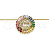 Oro Laminado Pendant Necklace, Gold Filled Style Initials Design, with Multicolor Cubic Zirconia, Polished, Golden Finish, 04.210.0008.1.20 (02 MM Thickness, 20 Inches Length)
