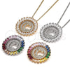 Oro Laminado Pendant Necklace, Gold Filled Style Initials Design, with Multicolor Cubic Zirconia, Polished, Golden Finish, 04.210.0008.1.20 (02 MM Thickness, 20 Inches Length)