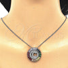 Rhodium Plated Pendant Necklace, Initials Design, with Multicolor Cubic Zirconia, Polished, Rhodium Finish, 04.210.0008.3.20