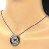 Rhodium Plated Pendant Necklace, Initials Design, with Multicolor Cubic Zirconia, Polished, Rhodium Finish, 04.210.0008.3.20