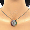 Oro Laminado Pendant Necklace, Gold Filled Style Initials Design, with Multicolor Cubic Zirconia, Polished, Golden Finish, 04.210.0009.1.20 (02 MM Thickness, 20 Inches Length)