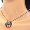 Oro Laminado Pendant Necklace, Gold Filled Style Initials Design, with Multicolor Cubic Zirconia, Polished, Golden Finish, 04.210.0009.1.20 (02 MM Thickness, 20 Inches Length)