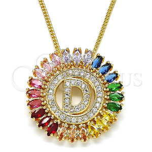Gold Filled Necklace — Pendant Necklace Initials Design with Multicolor Cubic Zirconia — main product view — SKU 126433 | Oro Laminado collar — Pendant Necklace Initials diseño with Multicolor Cubic Zirconia — SKU 126433