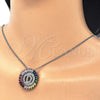 Rhodium Plated Pendant Necklace, Initials Design, with Multicolor Cubic Zirconia, Polished, Rhodium Finish, 04.210.0009.3.20