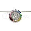 Rhodium Plated Pendant Necklace, Initials Design, with Multicolor Cubic Zirconia, Polished, Rhodium Finish, 04.210.0009.3.20