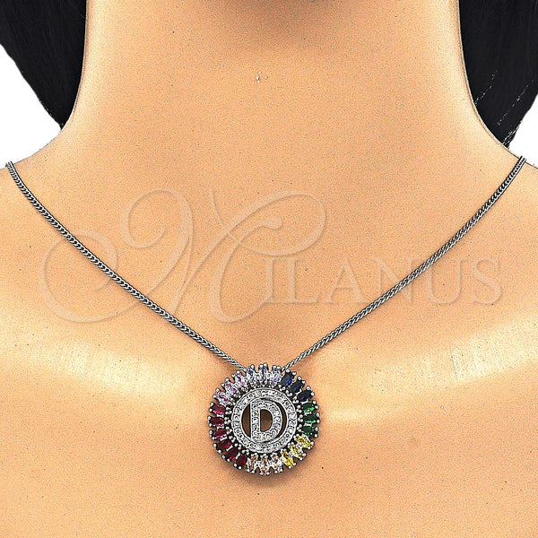 White Gold Filled Necklace — Pendant Necklace Initials Design with Multicolor Cubic Zirconia — alternate product view — SKU 126435 | Oro Laminado Blanco collar — Pendant Necklace Initials diseño with Multicolor Cubic Zirconia — SKU 126435