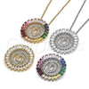 Rhodium Gold Filled Pendant Necklace, Initials Design, with Multicolor Cubic Zirconia, Polished, Rhodium Finish, 04.210.0009.3.20 (02 MM Thickness, 20 Inches Length)