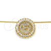 Oro Laminado Pendant Necklace, Gold Filled Style Initials Design, with White Cubic Zirconia, Polished, Golden Finish, 04.210.0010.20 (02 MM Thickness, 20 Inches Length)