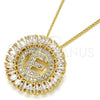 Oro Laminado Pendant Necklace, Gold Filled Style Initials Design, with White Cubic Zirconia, Polished, Golden Finish, 04.210.0010.20 (02 MM Thickness, 20 Inches Length)