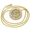 Oro Laminado Pendant Necklace, Gold Filled Style Initials Design, with White Cubic Zirconia, Polished, Golden Finish, 04.210.0010.20 (02 MM Thickness, 20 Inches Length)