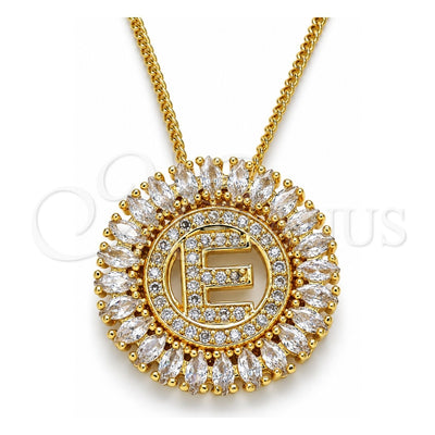 Oro Laminado Pendant Necklace, Gold Filled Style Initials Design, with White Cubic Zirconia, Polished, Golden Finish, 04.210.0010.20 (02 MM Thickness, 20 Inches Length)
