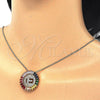 Oro Laminado Pendant Necklace, Gold Filled Style Initials Design, with Multicolor Cubic Zirconia, Polished, Golden Finish, 04.210.0010.1.20 (02 MM Thickness, 20 Inches Length)
