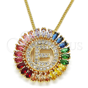 Gold Filled Necklace — Pendant Necklace Initials Design with Multicolor Cubic Zirconia — main product view — SKU 126437 | Oro Laminado collar — Pendant Necklace Initials diseño with Multicolor Cubic Zirconia — SKU 126437