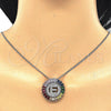 Rhodium Plated Pendant Necklace, Initials Design, with Multicolor Cubic Zirconia, Polished, Rhodium Finish, 04.210.0010.3.20