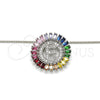 Rhodium Plated Pendant Necklace, Initials Design, with Multicolor Cubic Zirconia, Polished, Rhodium Finish, 04.210.0010.3.20