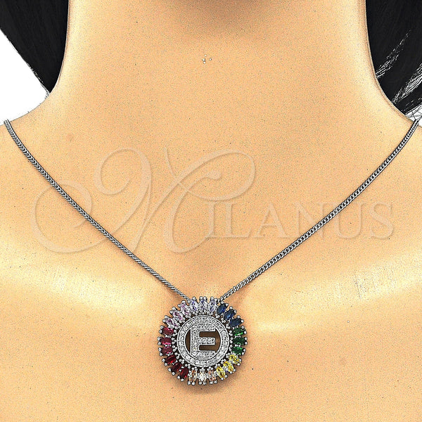 White Gold Filled Necklace — Pendant Necklace Initials Design with Multicolor Cubic Zirconia — alternate product view — SKU 126439 | Oro Laminado Blanco collar — Pendant Necklace Initials diseño with Multicolor Cubic Zirconia — SKU 126439