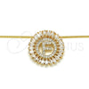 Oro Laminado Pendant Necklace, Gold Filled Style Initials Design, with White Cubic Zirconia, Polished, Golden Finish, 04.210.0011.20 (02 MM Thickness, 20 Inches Length)