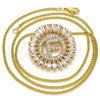 Oro Laminado Pendant Necklace, Gold Filled Style Initials Design, with White Cubic Zirconia, Polished, Golden Finish, 04.210.0011.20 (02 MM Thickness, 20 Inches Length)