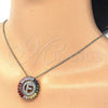 Oro Laminado Pendant Necklace, Gold Filled Style Initials Design, with Multicolor Cubic Zirconia, Polished, Golden Finish, 04.210.0011.1.20 (02 MM Thickness, 20 Inches Length)