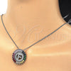 Rhodium Plated Pendant Necklace, Initials Design, with Multicolor Cubic Zirconia, Polished, Rhodium Finish, 04.210.0011.3.20