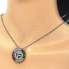 Rhodium Gold Filled Pendant Necklace, Initials Design, with Multicolor Cubic Zirconia, Polished, Rhodium Finish, 04.210.0011.3.20 (02 MM Thickness, 20 Inches Length)