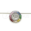 Rhodium Gold Filled Pendant Necklace, Initials Design, with Multicolor Cubic Zirconia, Polished, Rhodium Finish, 04.210.0011.3.20 (02 MM Thickness, 20 Inches Length)