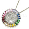 Rhodium Gold Filled Pendant Necklace, Initials Design, with Multicolor Cubic Zirconia, Polished, Rhodium Finish, 04.210.0011.3.20 (02 MM Thickness, 20 Inches Length)