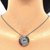 Rhodium Plated Pendant Necklace, Initials Design, with Multicolor Cubic Zirconia, Polished, Rhodium Finish, 04.210.0012.3.20