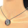 Rhodium Gold Filled Pendant Necklace, Initials Design, with Multicolor Cubic Zirconia, Polished, Rhodium Finish, 04.210.0012.3.20 (02 MM Thickness, 20 Inches Length)