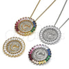 Rhodium Gold Filled Pendant Necklace, Initials Design, with Multicolor Cubic Zirconia, Polished, Rhodium Finish, 04.210.0012.3.20 (02 MM Thickness, 20 Inches Length)